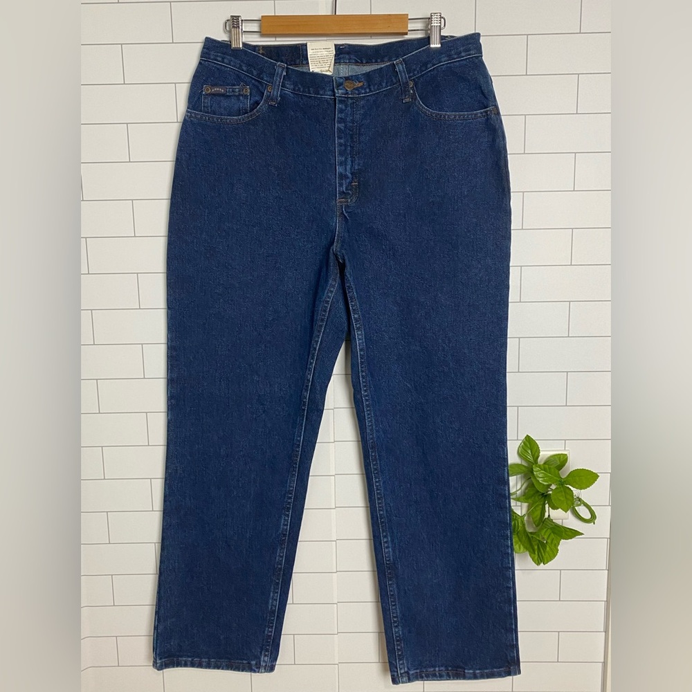 Riders by Lee Eased Straight Leg Jeans Misses Size 16 Medium Dark Stone Wash NWT